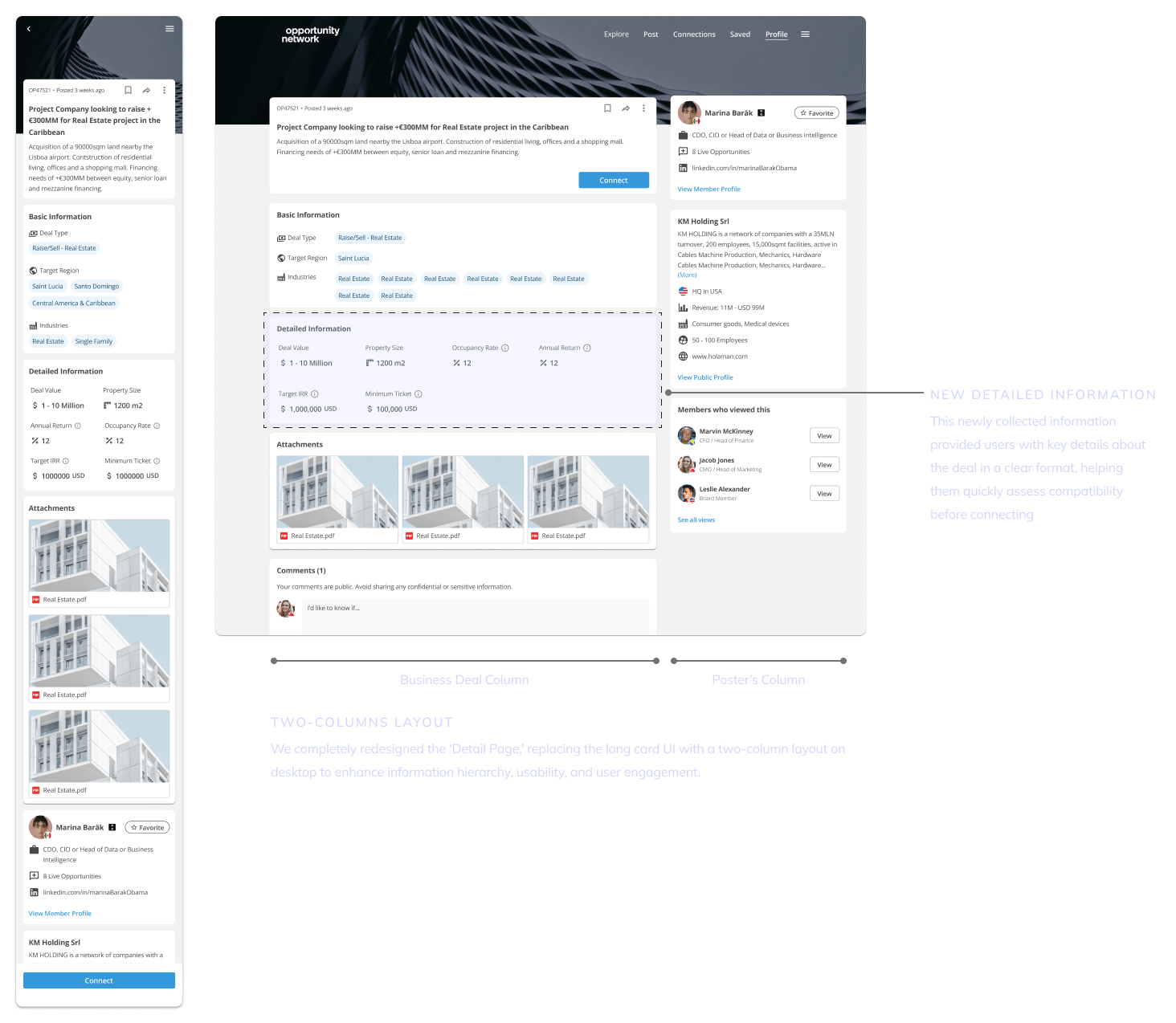 Final design of the new 'Detail Page'